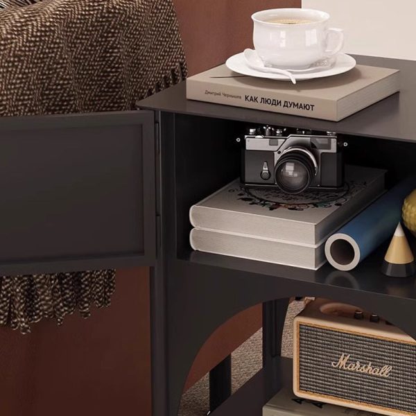 Modern Minimalist Rectangular Iron Nightstand 1-Cabinet For Bedroom - Image 6