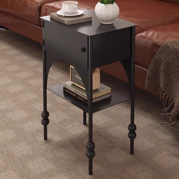 Modern Minimalist Rectangular Iron Nightstand 1-Cabinet For Bedroom - Image 7