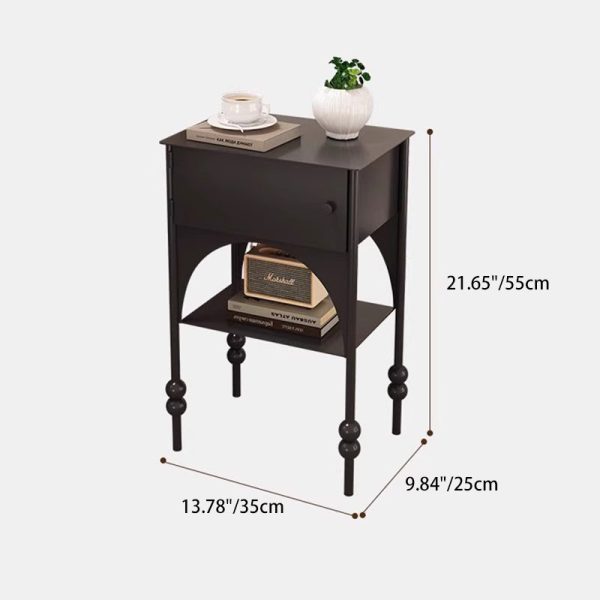 Modern Minimalist Rectangular Iron Nightstand 1-Cabinet For Bedroom - Image 4