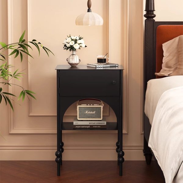 Modern Minimalist Rectangular Iron Nightstand 1-Cabinet For Bedroom