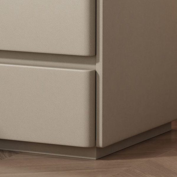 Modern Minimalist Rectangular Wood Microfiber Leather Rock Slab Nightstand 3-Drawer For Bedroom - Image 10