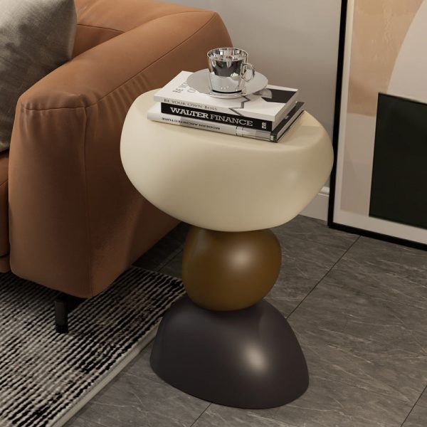 Contemporary Creative Stone Stacking Round Oval Fiberglass Side Table For Living Room - Image 7