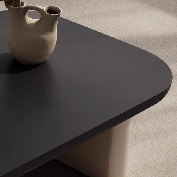 Contemporary Scandinavian Rectangular Wood Microcrystalline Stone Coffee Table For Living Room - Image 7