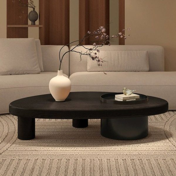 Modern Minimalist Alien Triangle Wood Iron Coffee Table 1-Storage For Living Room - Image 3