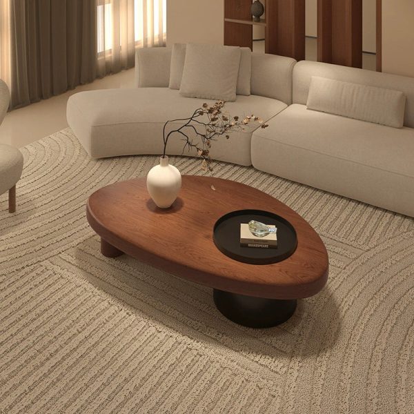 Modern Minimalist Alien Triangle Wood Iron Coffee Table 1-Storage For Living Room - Image 9