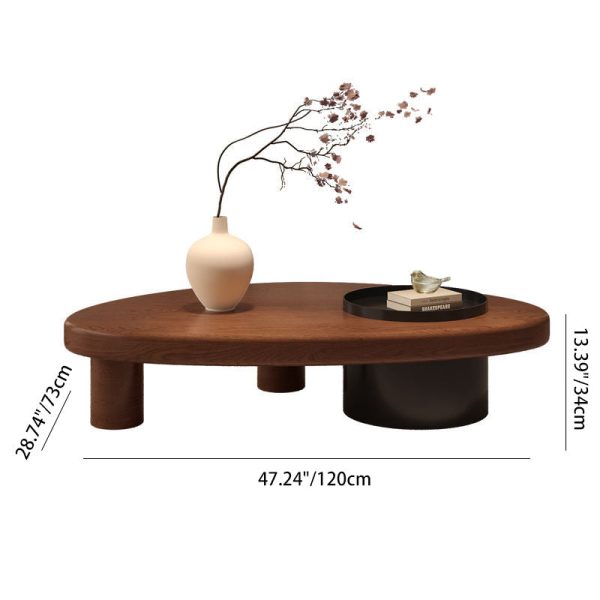Modern Minimalist Alien Triangle Wood Iron Coffee Table 1-Storage For Living Room - Image 5