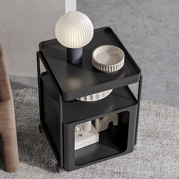Modern Minimalist Cream Removable Square Rectangular Iron Side Table 3-Tier For Living Room - Image 8