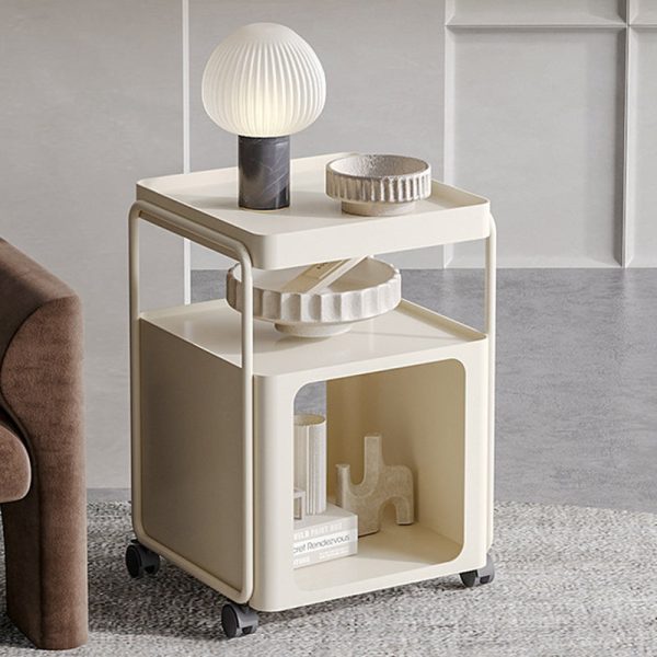 Modern Minimalist Cream Removable Square Rectangular Iron Side Table 3-Tier For Living Room - Image 9