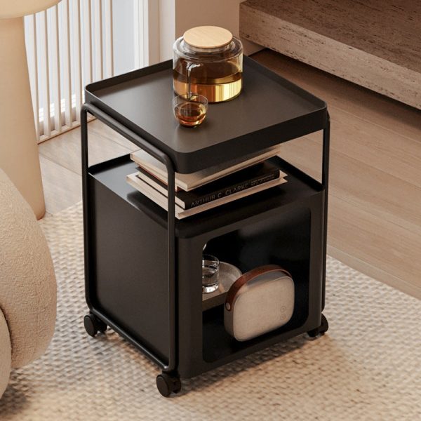 Modern Minimalist Cream Removable Square Rectangular Iron Side Table 3-Tier For Living Room - Image 7