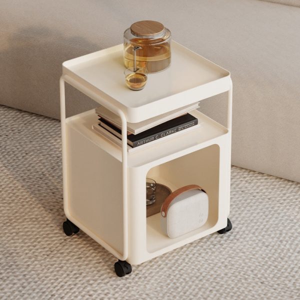 Modern Minimalist Cream Removable Square Rectangular Iron Side Table 3-Tier For Living Room - Image 12