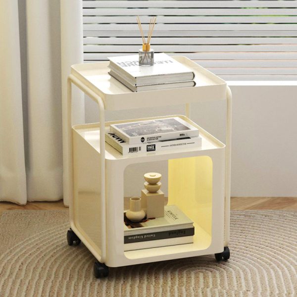 Modern Minimalist Cream Removable Square Rectangular Iron Side Table 3-Tier For Living Room - Image 13