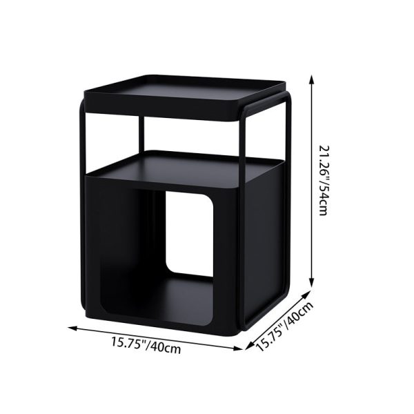 Modern Minimalist Cream Removable Square Rectangular Iron Side Table 3-Tier For Living Room - Image 4