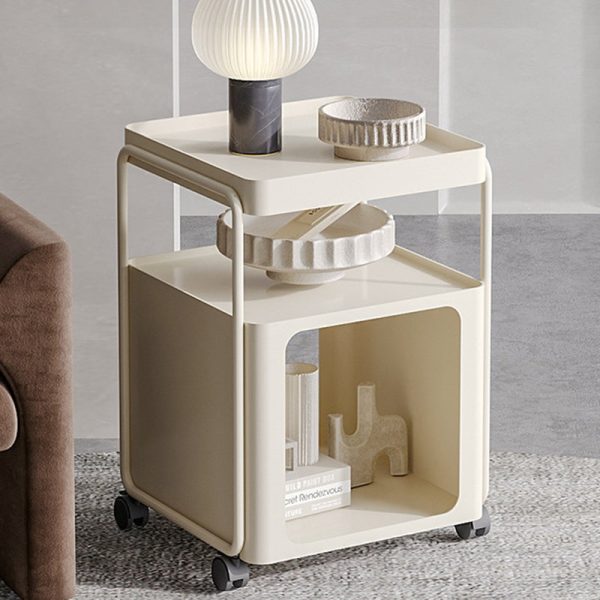 Modern Minimalist Cream Removable Square Rectangular Iron Side Table 3-Tier For Living Room - Image 6