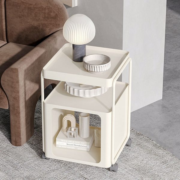 Modern Minimalist Cream Removable Square Rectangular Iron Side Table 3-Tier For Living Room - Image 10