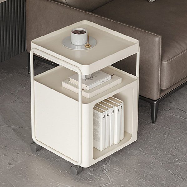 Modern Minimalist Cream Removable Square Rectangular Iron Side Table 3-Tier For Living Room - Image 11
