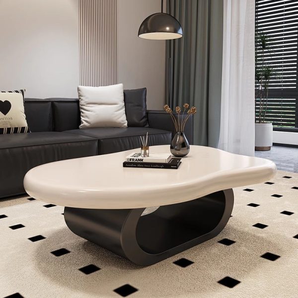 Contemporary Nordic Cloud Shape Alien Irregular Oval Iron Rock Slab Coffee Table For Living Room - Image 17