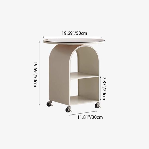 Contemporary Scandinavian Cream Removable Round Rectangular Arched Iron Glass Side Table 3-Tier For Living Room - Image 4
