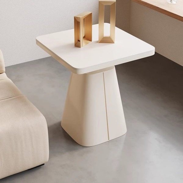 Modern Minimalist Square Cone Iron Rock Slab Side Table For Living Room - Image 9