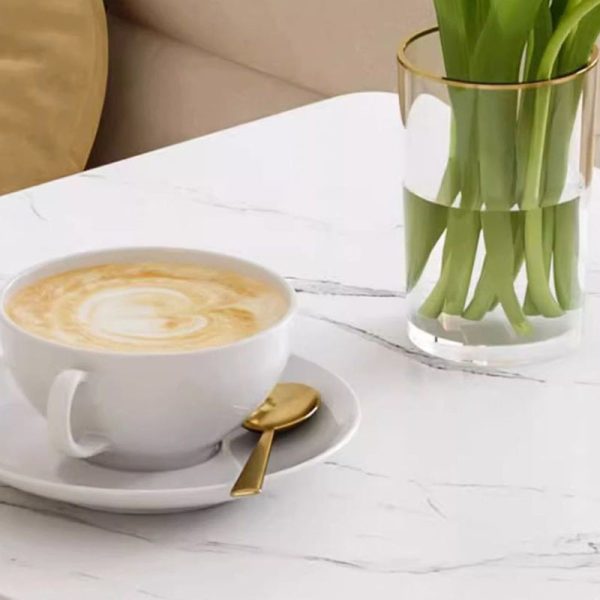 Modern Minimalist Square Cone Iron Rock Slab Side Table For Living Room - Image 5