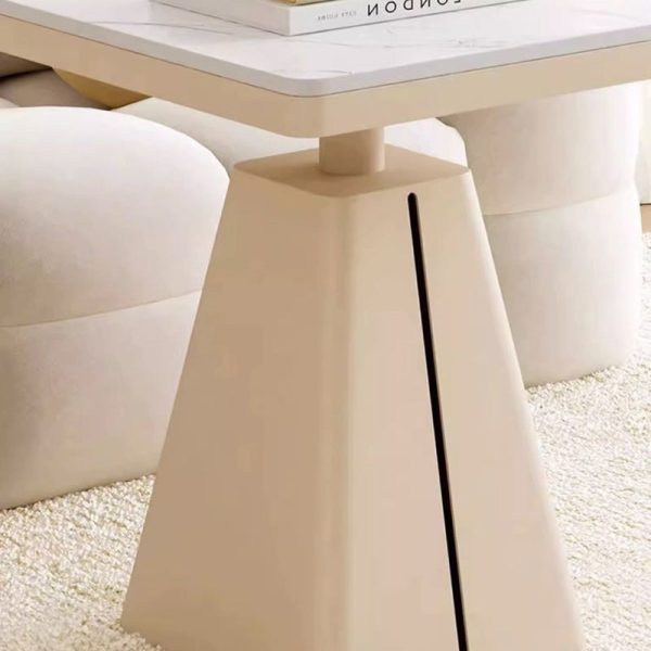 Modern Minimalist Square Cone Iron Rock Slab Side Table For Living Room - Image 8