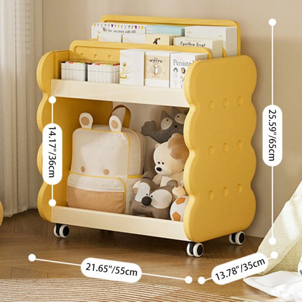 Contemporary Creative Cartoon Kids Cheese Cookies Square Rectangle PP Bookshelves 2-Tier For Home Office - Image 5