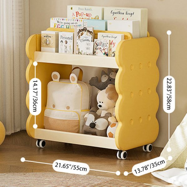 Contemporary Creative Cartoon Kids Cheese Cookies Square Rectangle PP Bookshelves 2-Tier For Home Office - Image 4