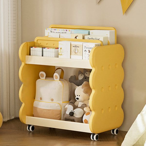 Contemporary Creative Cartoon Kids Cheese Cookies Square Rectangle PP Bookshelves 2-Tier For Home Office - Image 3