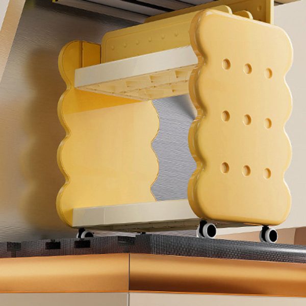 Contemporary Creative Cartoon Kids Cheese Cookies Square Rectangle PP Bookshelves 2-Tier For Home Office - Image 6