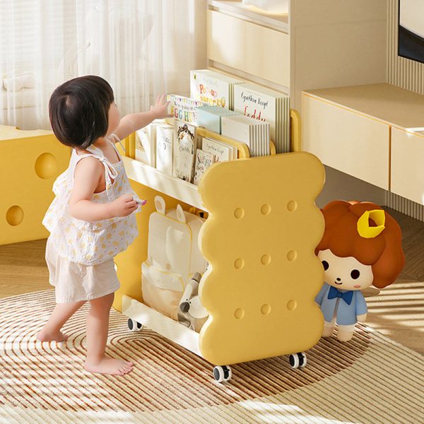 Contemporary Creative Cartoon Kids Cheese Cookies Square Rectangle PP Bookshelves 2-Tier For Home Office - Image 8
