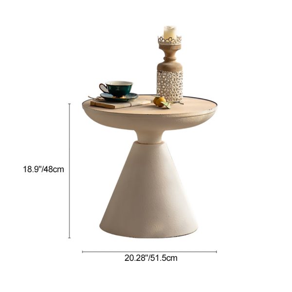 Traditional Rustic Round Cone Iron Density Panel Side Table For Living Room - Image 4