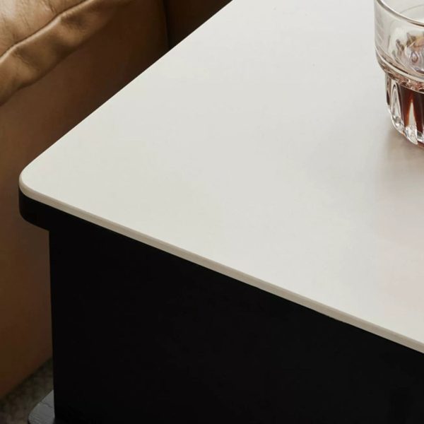 Contemporary Scandinavian Movable Liftable Swivel Rectangular Glass Oak Rock Slab Stainless Steel Side Table 3-Tier For Living Room - Image 5