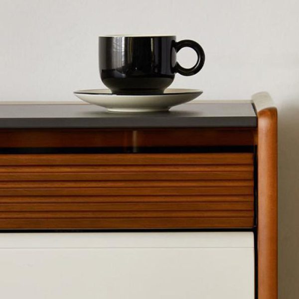 Traditional Vintage Rectangular Pine Stainless Steel Side Table 1-Cabinet For Living Room - Image 5