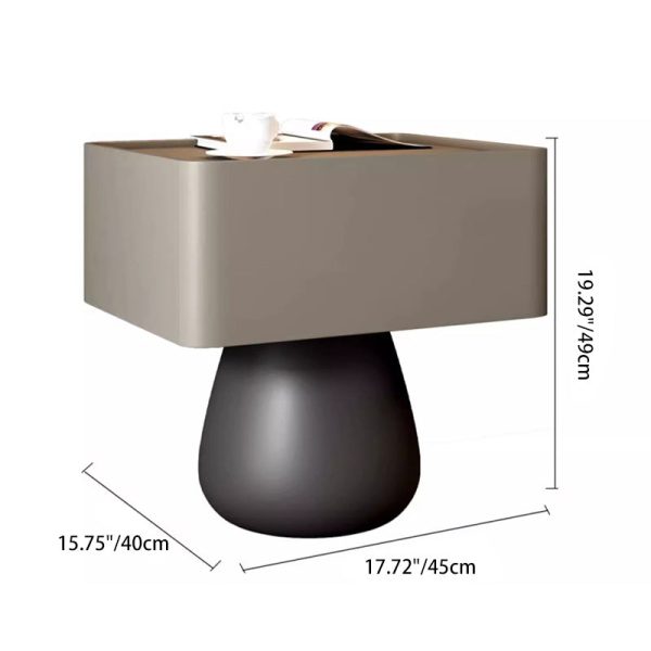 Modern Minimalist Rectangular Cone Wood Microfiber Leather Nightstand 1-Drawer For Bedroom - Image 5