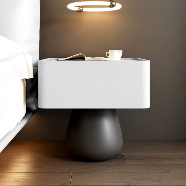 Modern Minimalist Rectangular Cone Wood Microfiber Leather Nightstand 1-Drawer For Bedroom - Image 19