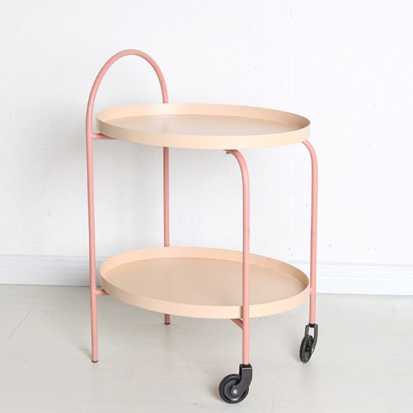 Contemporary Scandinavian Oval Tabletop Iron Metal Side Table 2-Tier For Living Room - Image 3