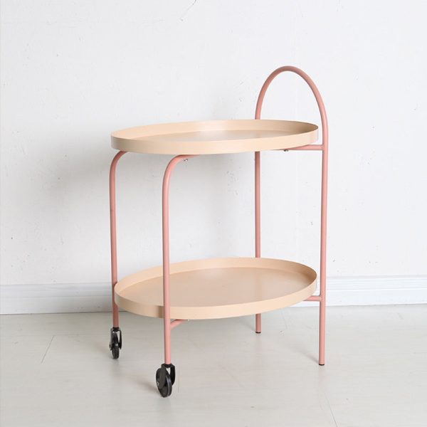 Contemporary Scandinavian Oval Tabletop Iron Metal Side Table 2-Tier For Living Room - Image 8
