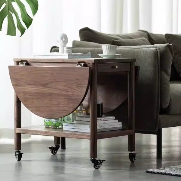 Modern Minimalist Oval Tabletop Solid Wood Metal Glass Side Table 1-Drawer For Living Room - Image 23