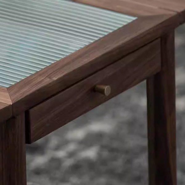 Modern Minimalist Oval Tabletop Solid Wood Metal Glass Side Table 1-Drawer For Living Room - Image 11