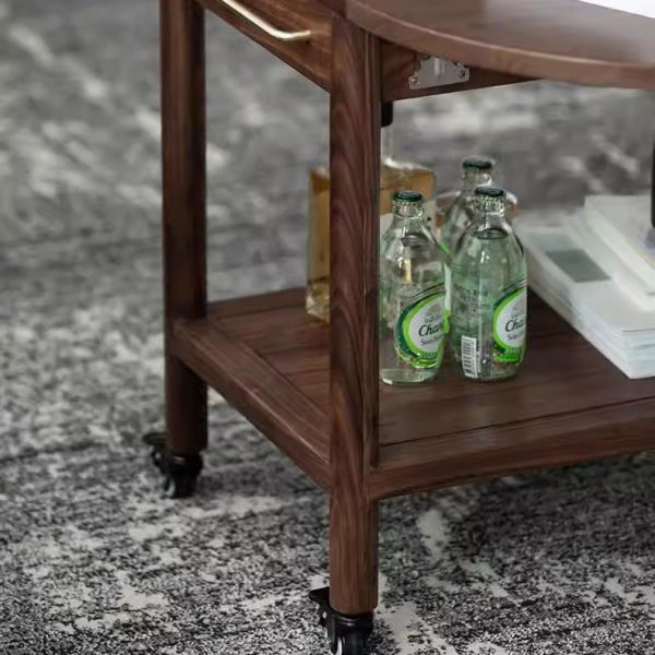 Modern Minimalist Oval Tabletop Solid Wood Metal Glass Side Table 1-Drawer For Living Room - Image 14