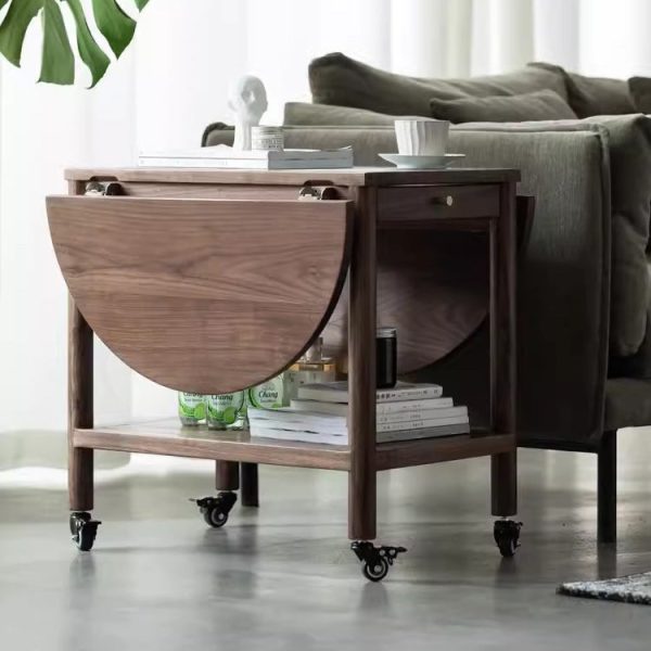 Modern Minimalist Oval Tabletop Solid Wood Metal Glass Side Table 1-Drawer For Living Room - Image 29