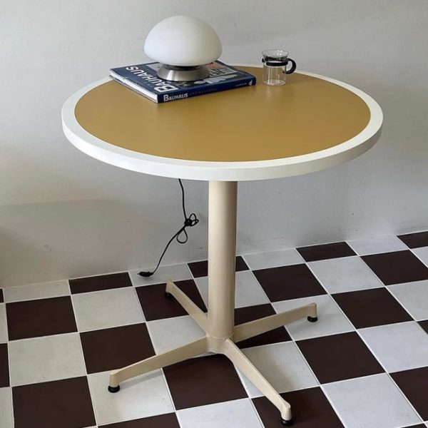 Modern Minimalist Round Table Top Lacquered Metal Coffee Table 4-Leg For Living Room - Image 21
