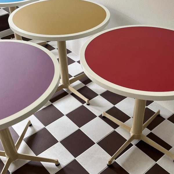 Modern Minimalist Round Table Top Lacquered Metal Coffee Table 4-Leg For Living Room - Image 6