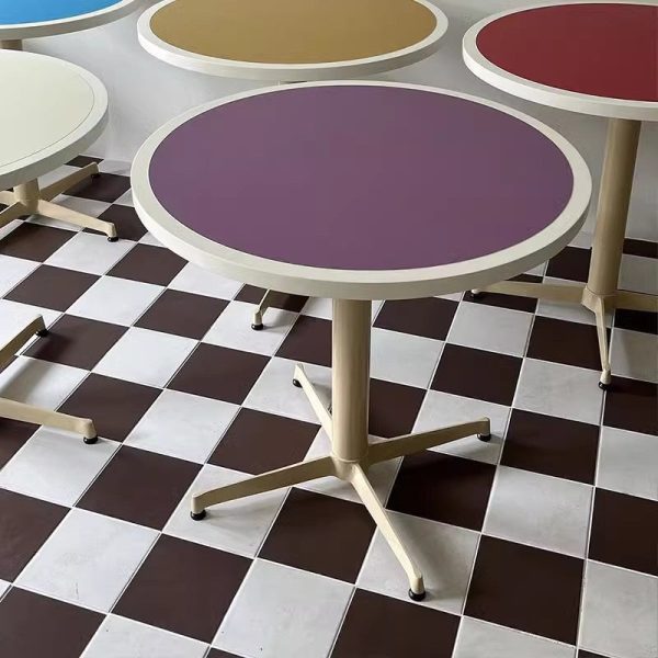 Modern Minimalist Round Table Top Lacquered Metal Coffee Table 4-Leg For Living Room - Image 9