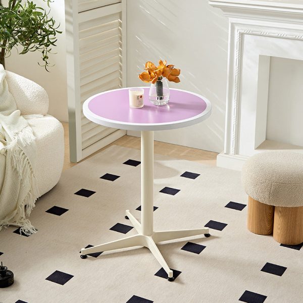 Modern Minimalist Round Table Top Lacquered Metal Coffee Table 4-Leg For Living Room - Image 3