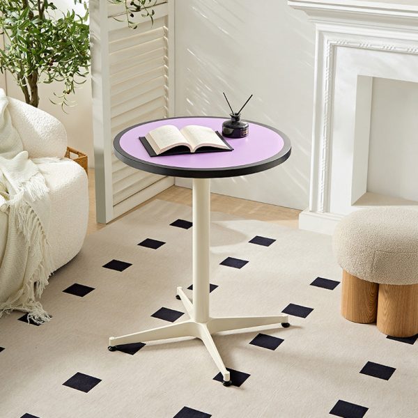 Modern Minimalist Round Table Top Lacquered Metal Coffee Table 4-Leg For Living Room - Image 11