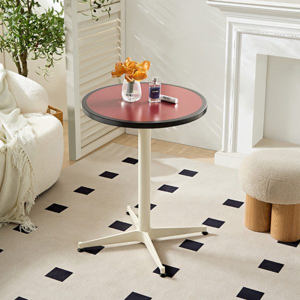 Modern Minimalist Round Table Top Lacquered Metal Coffee Table 4-Leg For Living Room - Image 13