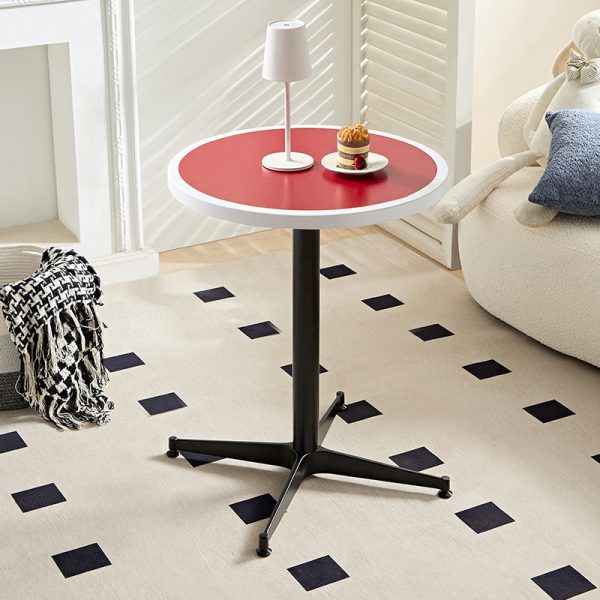 Modern Minimalist Round Table Top Lacquered Metal Coffee Table 4-Leg For Living Room - Image 14