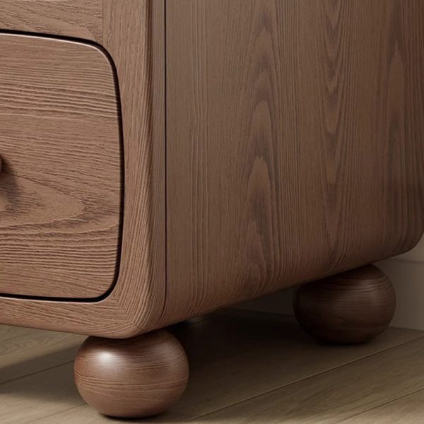 Modern Luxury Square Rubberwood Multi-Panel Nightstand 1-Drawer For Bedroom - Image 12