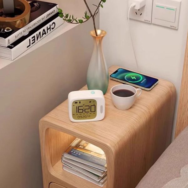 Modern Luxury Square Rubberwood Multi-Panel Nightstand 1-Drawer For Bedroom - Image 14
