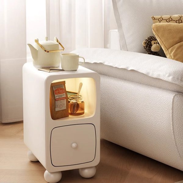 Modern Luxury Square Rubberwood Multi-Panel Nightstand 1-Drawer For Bedroom - Image 25